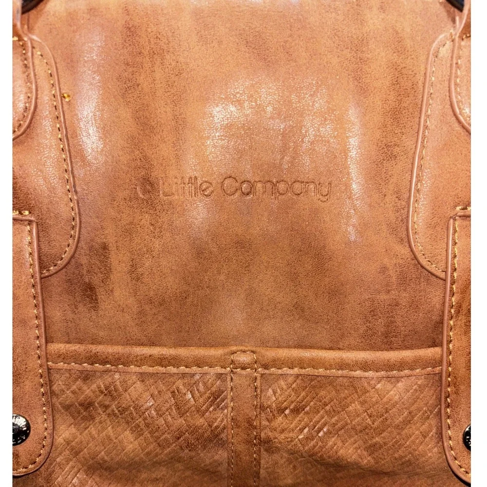 Little‎ Company Vienna Diaper Bag Cognac Brown Vegan Leather Tote baby Lee